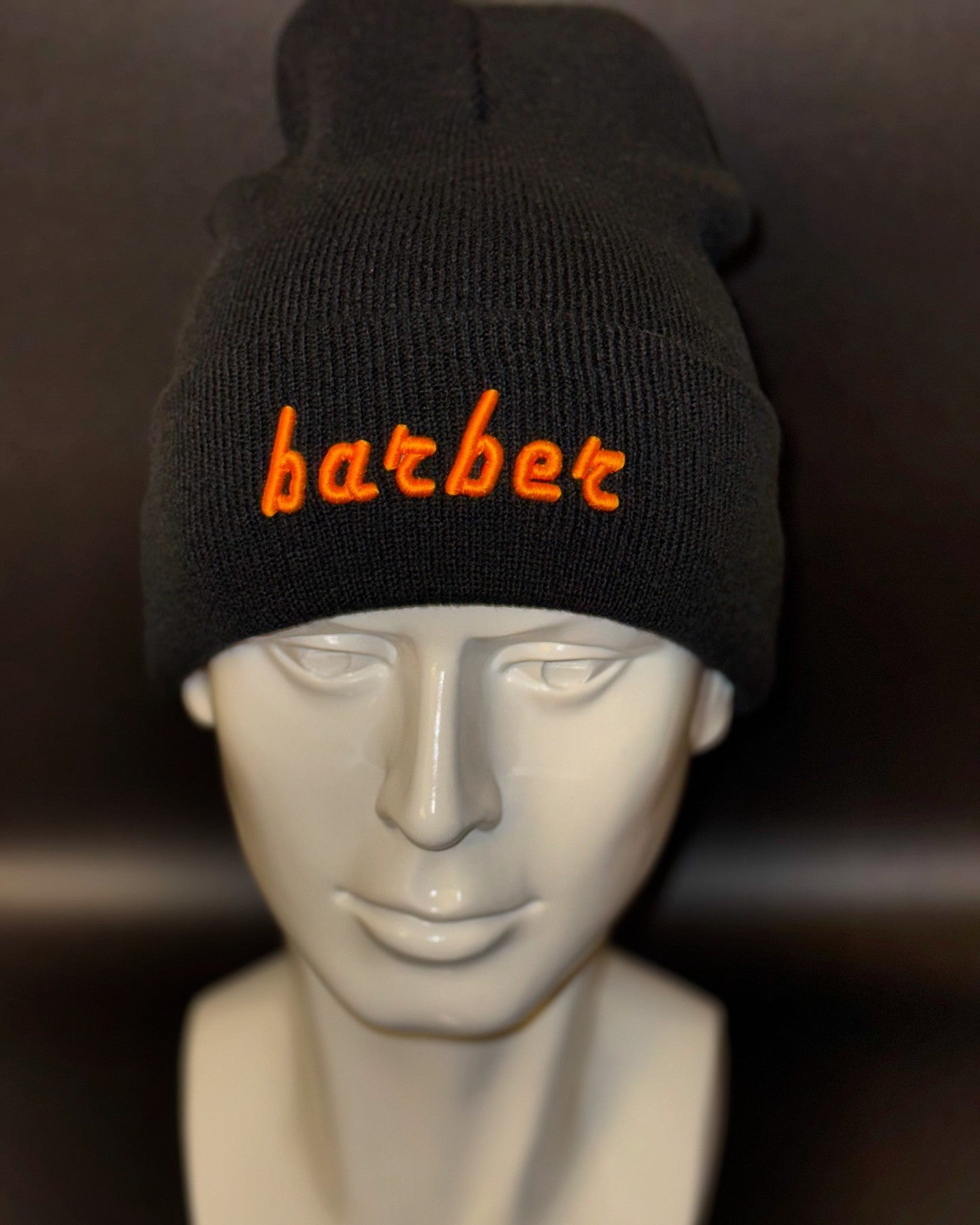 BLACK/GOLD PUFFED BARBER BEANIE